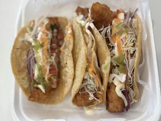 Fried Fish Tacos with everything