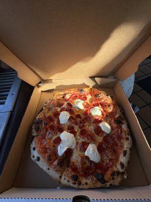 Pepperoni pizza! Sooo yummy! The soft white cheese was the best part