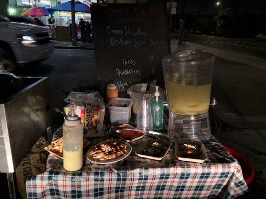 Sample food items. Does catering for private parties too. Avocado Lemonade pictured to drink