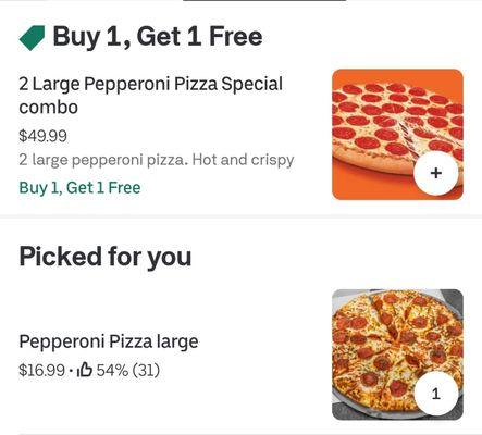 False marketing. Overcharging for 2 pizzas before giving "discount".