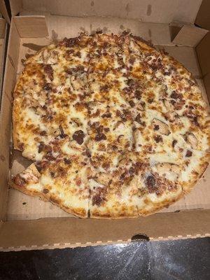 Large thin crust chicken bacon bbq