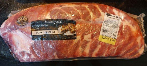 Pork spare ribs $2.49 per lb