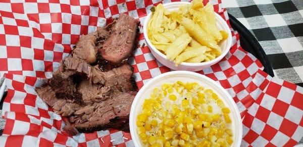 Brisket, cream of corn, jalapeno mac and cheese