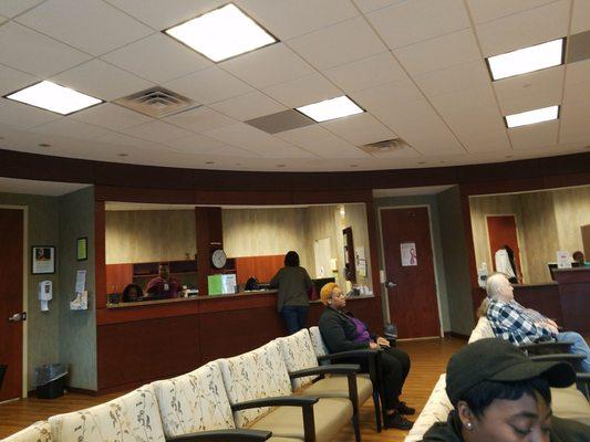 It's a nice big office with LOTS if comfy seats wyh a TV blasting gaggling daytime talk show. It's a busy place