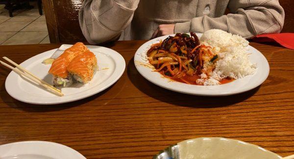 Beef Szechuan and Carolina Roll