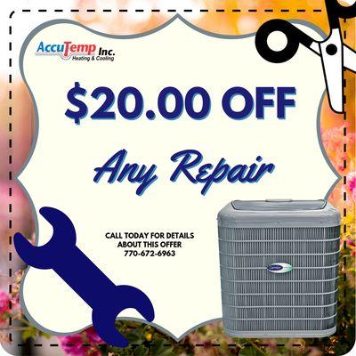 Call today to book your Service Call and get $20 off of your Repair!