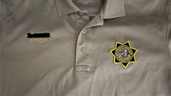 The star is sewn on crooked and is not aligned with the name.