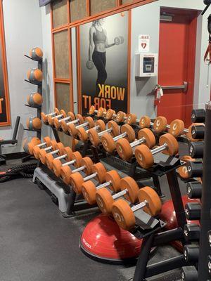 Weights, weighted balls, stepper, rope, plenty of space