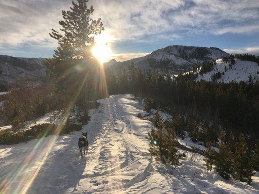 Sunset peak above the Ridge Yurt.