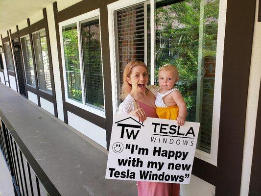 Katie and family are happy about their new vinyl replacement windows in Tustin, CA