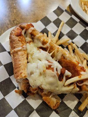 Chicken Parmigiana sandwich.