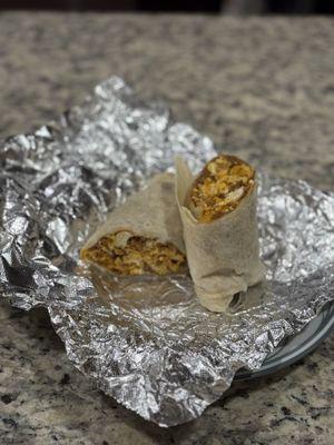 Chorizo and egg breakfast burrito