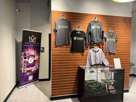 Bathroom around back to the left and right