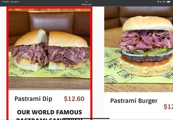 The Hats pastrami sandwich