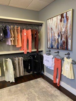 Cute workout clothes in the small boutique area