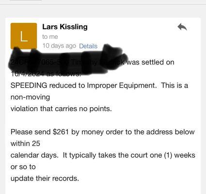 Email from the attorney