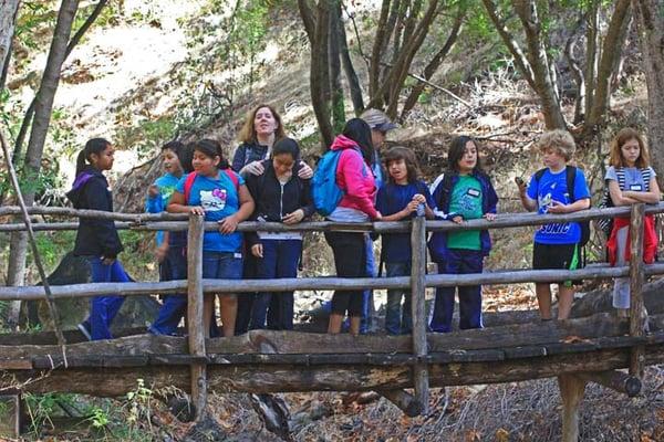 A group of students visiting the Preserve during a class field trip