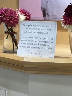 This is the sign on the back counter.