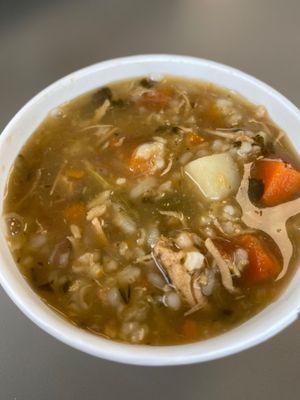 Chicken with rice soup