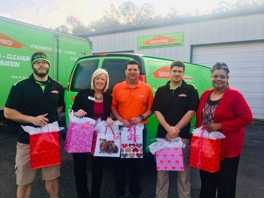 SERVPRO team ready to deliver "Bags of Love" for the United Way of Laurens County!