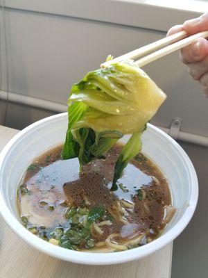 Shoyu ramen, dirty chunks of bokchoy