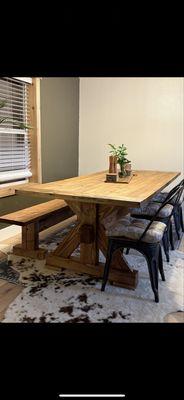 Hand built custom dining room table for a customer