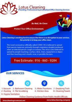 We are open for business during this covid-19 outbreak. We are serving essential service businesses keeping them sanitized