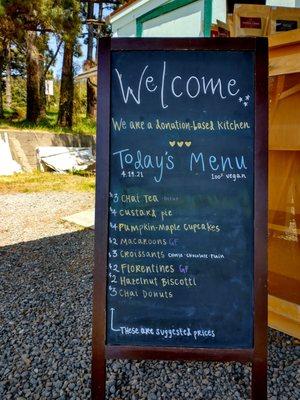 Sunday baked goods menu (changes daily)