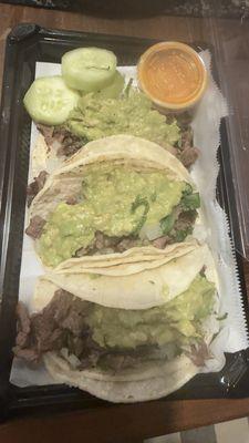 3 Tacos de Carne Asada estilo Tijuana
