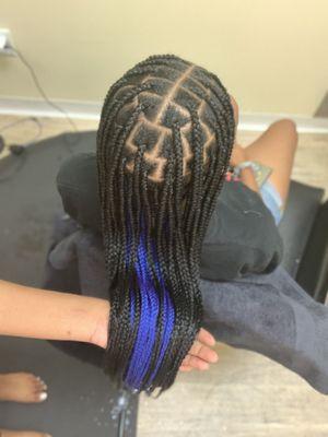 Medium Blue "Peekaboo" Knotless Braids
