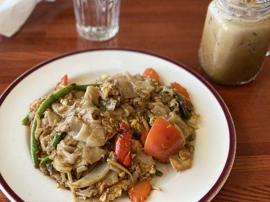 Drunken Noodles and Thai Thai Ice Coffee