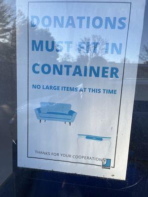 Only small items accepted