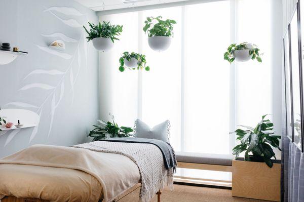 An acupuncture and massage room designed for relaxation and peace.