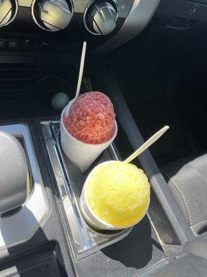 Medium Cherry and Medium Mango snow cones