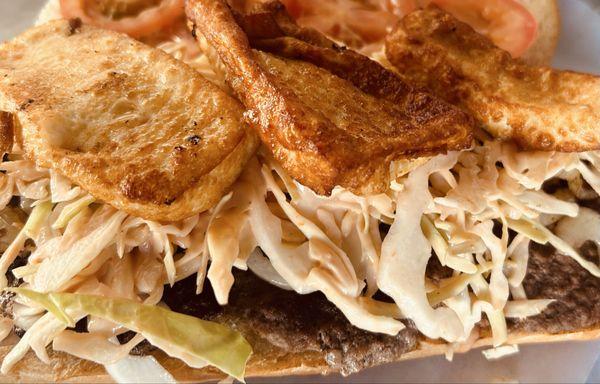 Chimi de res w/ queso Frito.