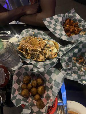 Brussels sprouts, cauliflower buffalo, nachos.