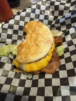 Dam Burger with bacon and American cheese. I had to take a couple bites before taking pictures.