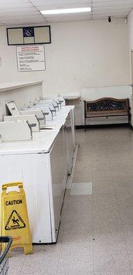 Over half of their machines are out of order. Looks closely and you can see the out of order signs on these machines by the coin slots.