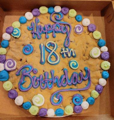 12 inch Chocolate chip cookie cake - Design 159 - you can choose any colors. Delicious too!