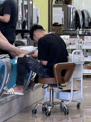 This guy was vaping inside the business.