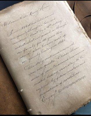 Spencerian script in walnut ink on parchment