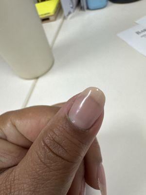 You can see some of the green polish on this finer also. Left corner of the thumb. =\