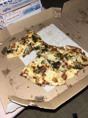 A re-delivery order and pizza still was delivered properly looked like someone just threw our pizza around honestly
