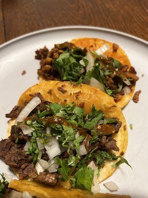Asada and Chorizo Tacos