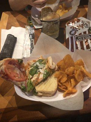 Chipotle chicken Panini with a side of Mesquite barbecue chips.
