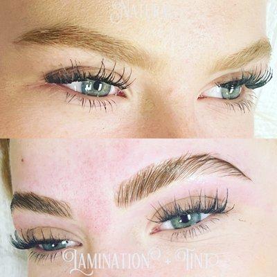 Brow lamination and tint