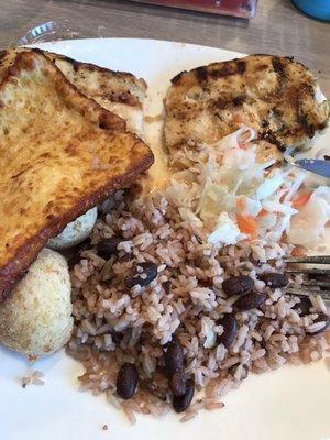Pollo Asado, Gallo pinto, queso frito, yuca frita. Delish!