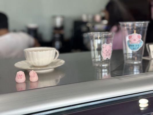 Counter with cute pigs