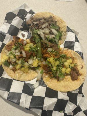 Al Pastor and Carne Asada tacos