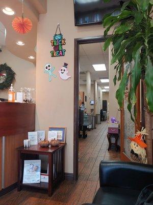 Decorated by season and ive been coming here since high school! I'm now 32! My kids go here. Thank you Dr. Tran!
